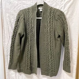 L.L. BEAN large waist length mid weight shrug sweater.